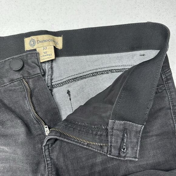 Democracy Jeans Womens 10 Skinny Ab Technology Black Denim Distressed Grunge - Picture 9 of 12